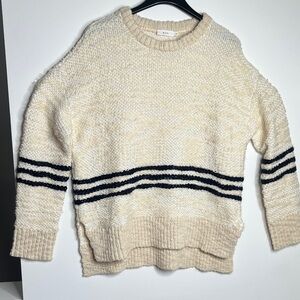 A.L.C. Sz M Jimmy Oversized Boucle Knit Sweater in Cream with Navy